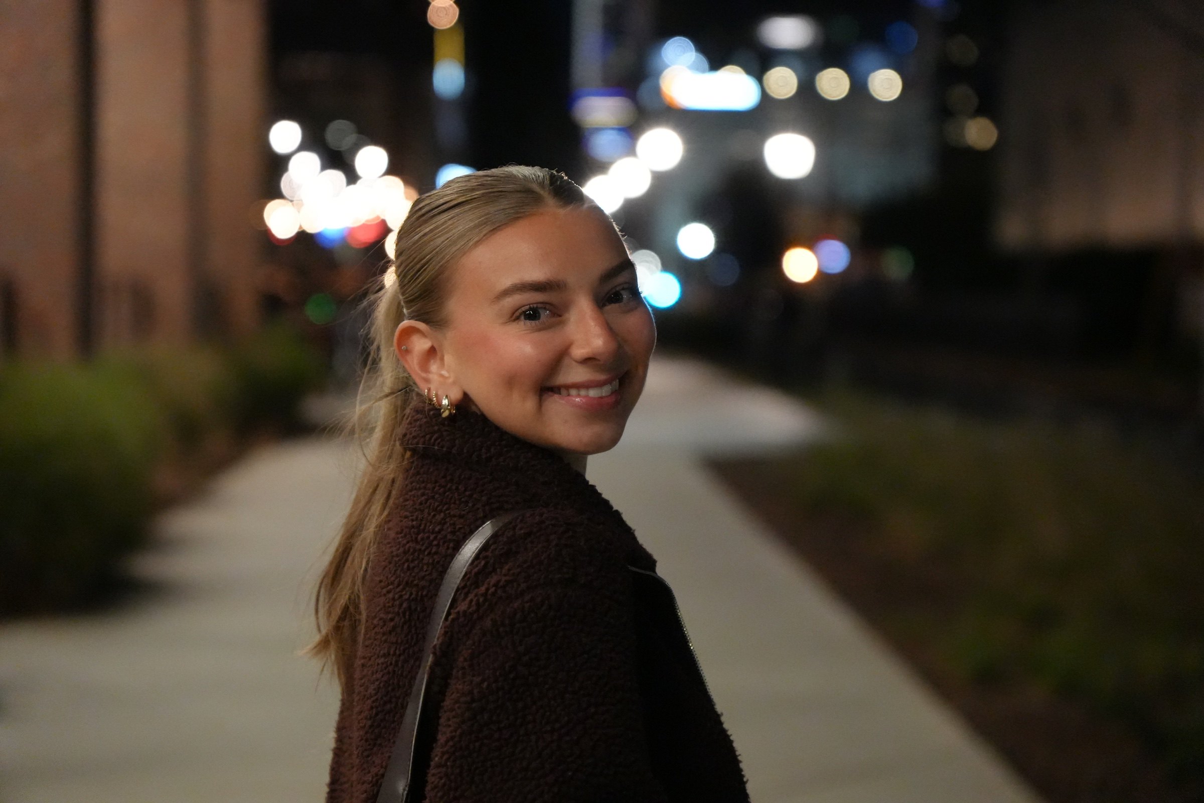Portrait on a city street at night